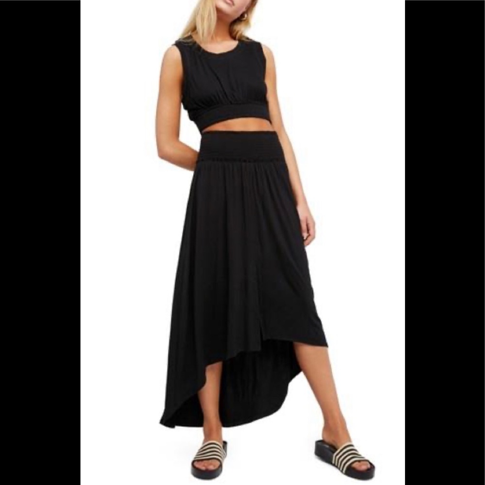 Free people morning side crop top hi/lo skirt